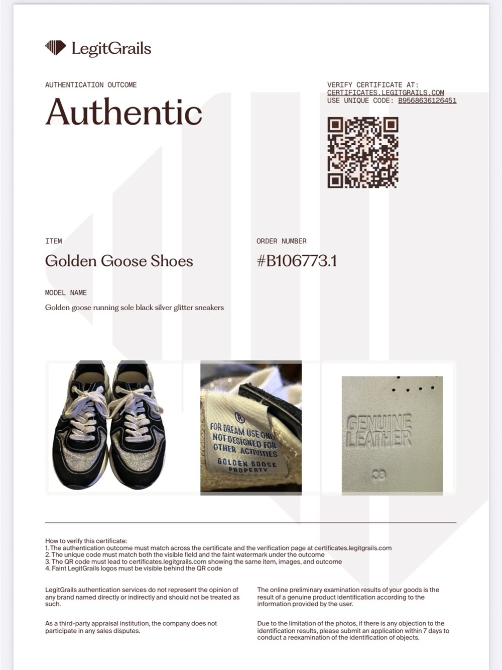 Golden Goose Running Sneakers BLK/SIL Glitter Lived-In/Distressed Luxe Sz 38 / 8 - Picture 2 of 16